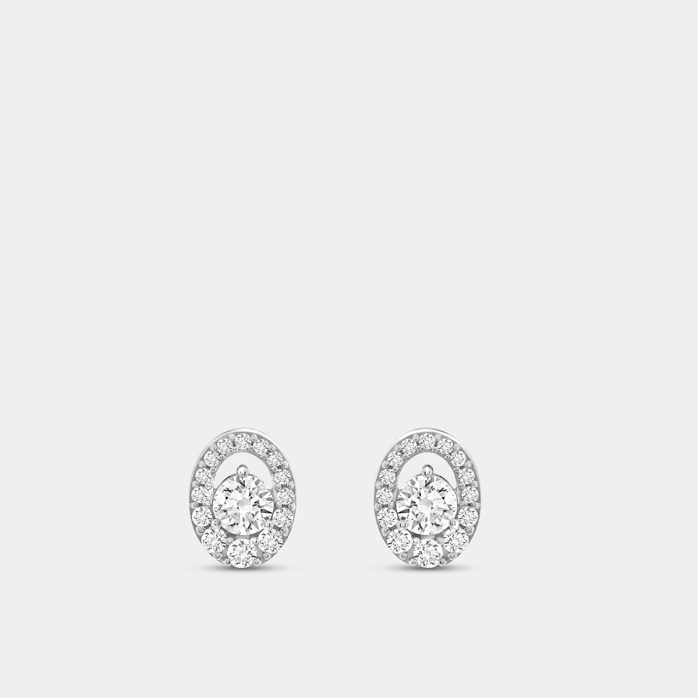 Gilded 1 Carat Lab-Grown Diamond Oval-Shaped Stud Plus with an Air Gap Halo