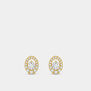 Gilded 1 Carat Lab-Grown Diamond Oval-Shaped Stud Plus with an Air Gap Halo