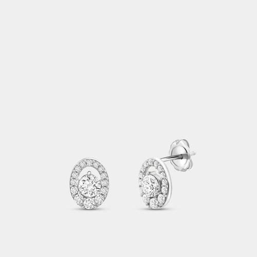Gilded 1 Carat Lab-Grown Diamond Oval-Shaped Stud Plus with an Air Gap Halo
