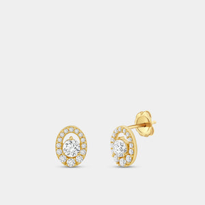 Gilded 1 Carat Lab-Grown Diamond Oval-Shaped Stud Plus with an Air Gap Halo