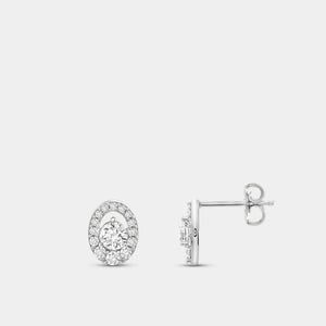 Gilded 1 Carat Lab-Grown Diamond Oval-Shaped Stud Plus with an Air Gap Halo