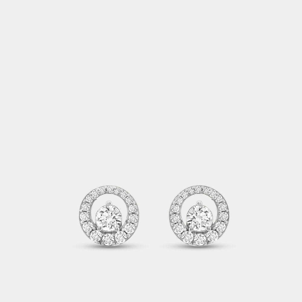 Gilded 1/2 Carat Lab-Grown Diamond Round-Shaped Stud Plus with an Air Gap Halo