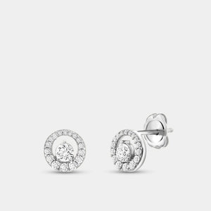 Gilded 1/2 Carat Lab-Grown Diamond Round-Shaped Stud Plus with an Air Gap Halo