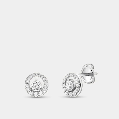 Gilded 1/2 Carat Lab-Grown Diamond Round-Shaped Stud Plus with an Air Gap Halo