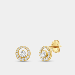 Gilded 1/2 Carat Lab-Grown Diamond Round-Shaped Stud Plus with an Air Gap Halo