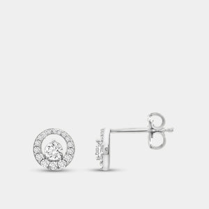 Gilded 1/2 Carat Lab-Grown Diamond Round-Shaped Stud Plus with an Air Gap Halo