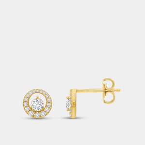 Gilded 1/2 Carat Lab-Grown Diamond Round-Shaped Stud Plus with an Air Gap Halo