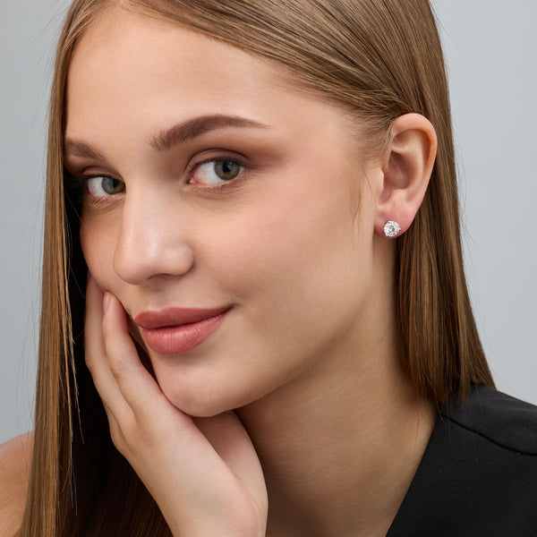 3 Carat Lab-Grown Diamond Round-Shaped Three-Prong Martini Solitaire Studs — GILDED New York