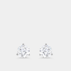 Gilded 3 Carat Lab-Grown Diamond Round-Shaped Three-Prong Martini Solitaire Studs