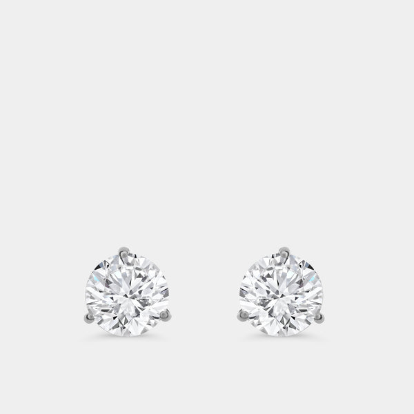 4 Carat Lab-Grown Diamond Round-Shaped Three-Prong Martini Solitaire Studs — GILDED New York