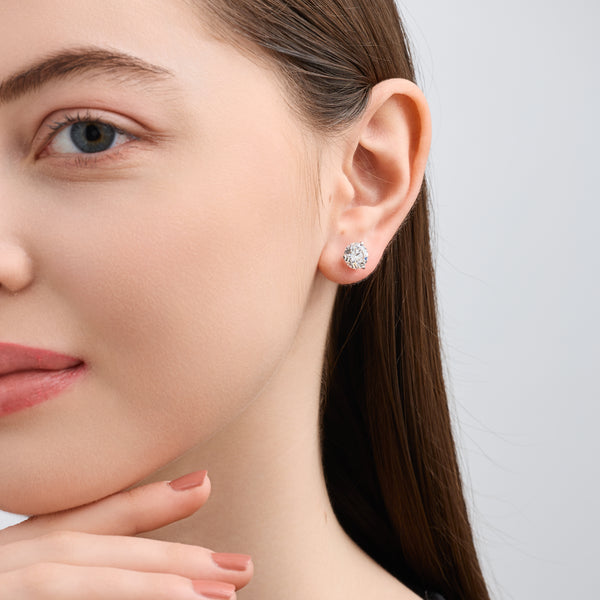 4 Carat Lab-Grown Diamond Round-Shaped Three-Prong Martini Solitaire Studs — GILDED New York