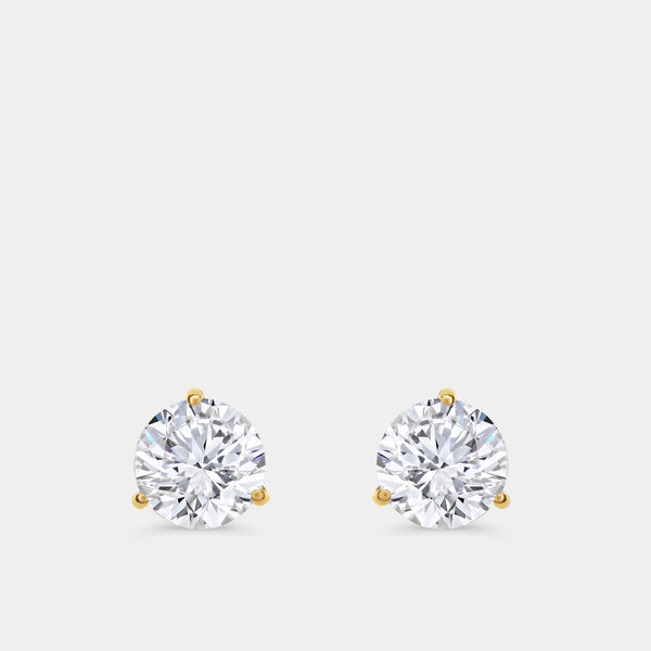 4 Carat Lab-Grown Diamond Round-Shaped Three-Prong Martini Solitaire Studs — GILDED New York