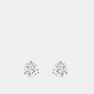 Gilded 6 Carat Lab-Grown Diamond Round-Shaped Three-Prong Martini Solitaire Studs