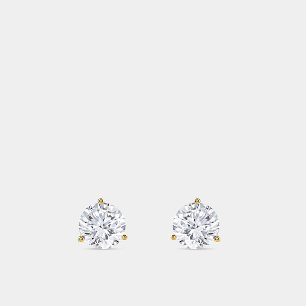 6 Carat Lab-Grown Diamond Round-Shaped Three-Prong Martini Solitaire Studs — GILDED New York