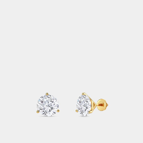 6 Carat Lab-Grown Diamond Round-Shaped Three-Prong Martini Solitaire Studs — GILDED New York