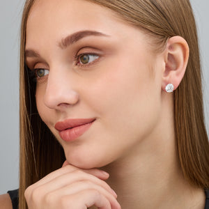 Gilded 6 Carat Lab-Grown Diamond Round-Shaped Three-Prong Martini Solitaire Studs