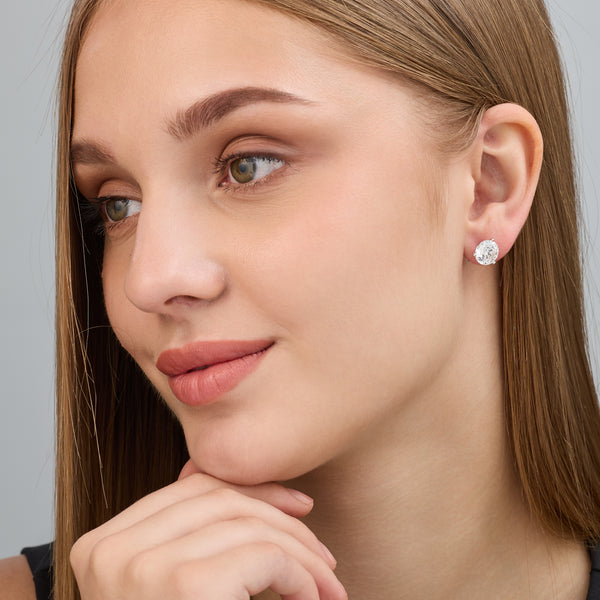 6 Carat Lab-Grown Diamond Round-Shaped Three-Prong Martini Solitaire Studs — GILDED New York