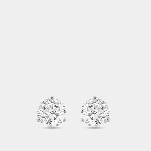 6 Carat Lab-Grown Diamond Round-Shaped Three-Prong Martini Solitaire Studs — GILDED New York
