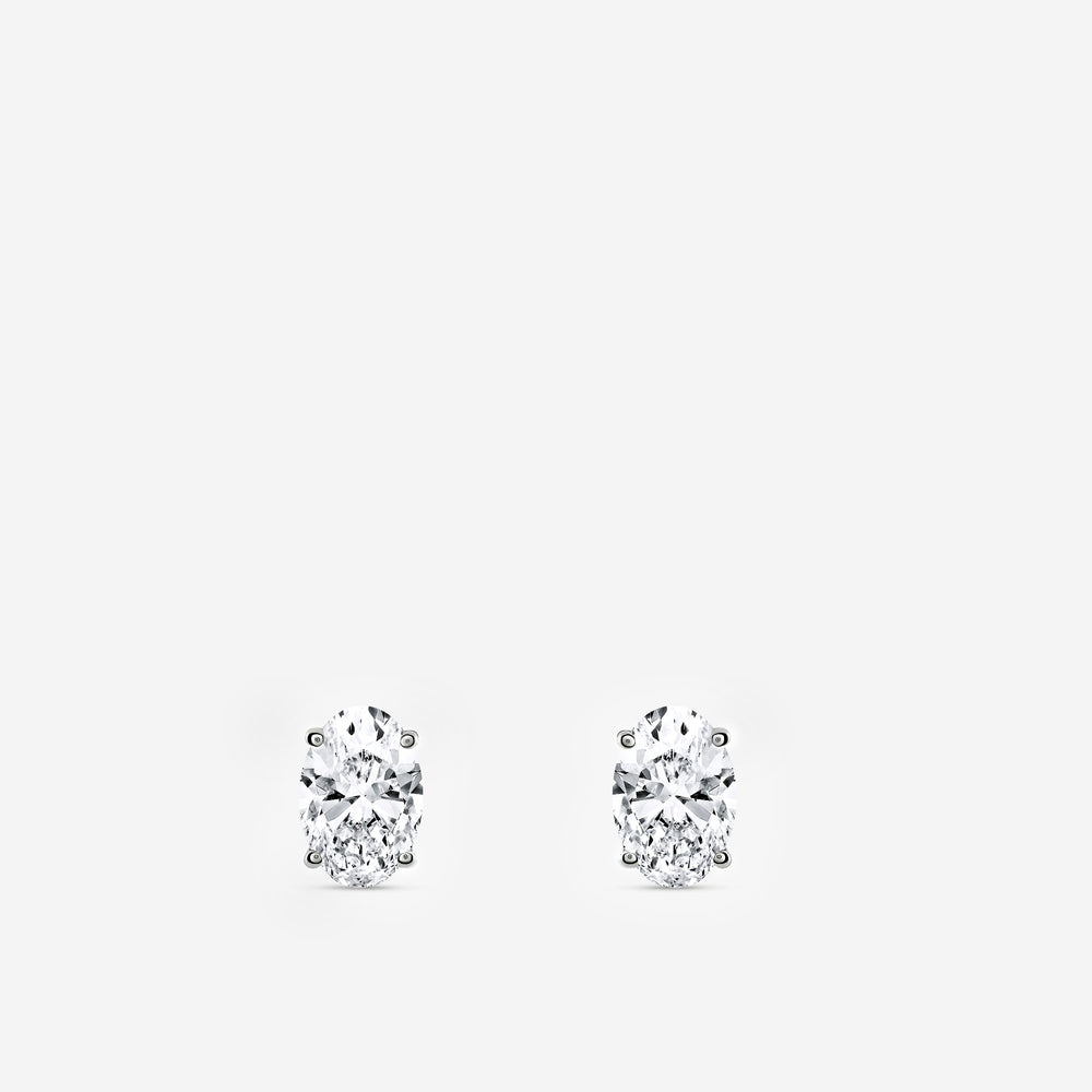 Gilded 3 Carat Lab-Grown Diamond Oval-Shaped Classic Solitaire Studs