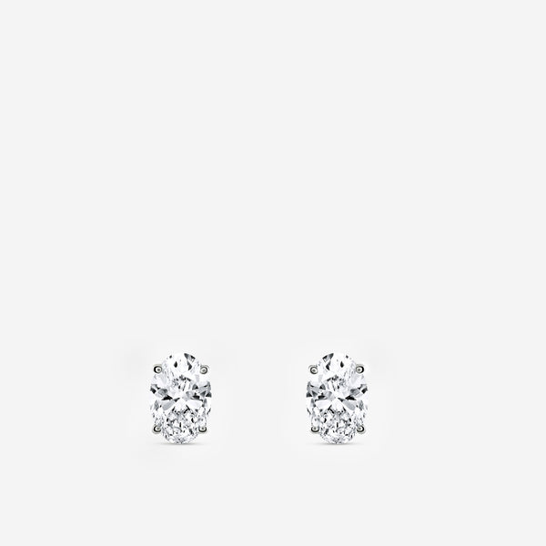 3 Carat Lab-Grown Diamond Oval-Shaped Classic Solitaire Studs — GILDED New York