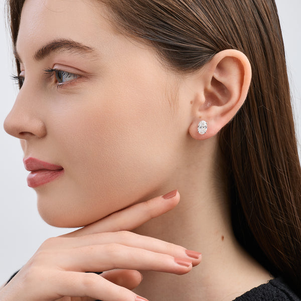 3 Carat Lab-Grown Diamond Oval-Shaped Classic Solitaire Studs — GILDED New York