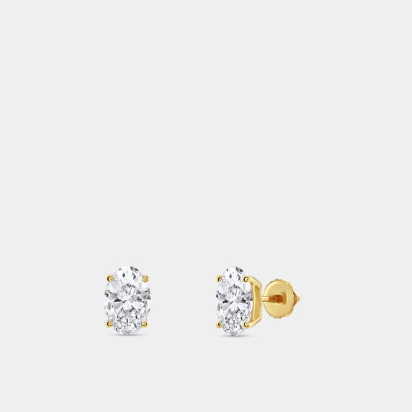 3 Carat Lab-Grown Diamond Oval-Shaped Classic Solitaire Studs — GILDED New York