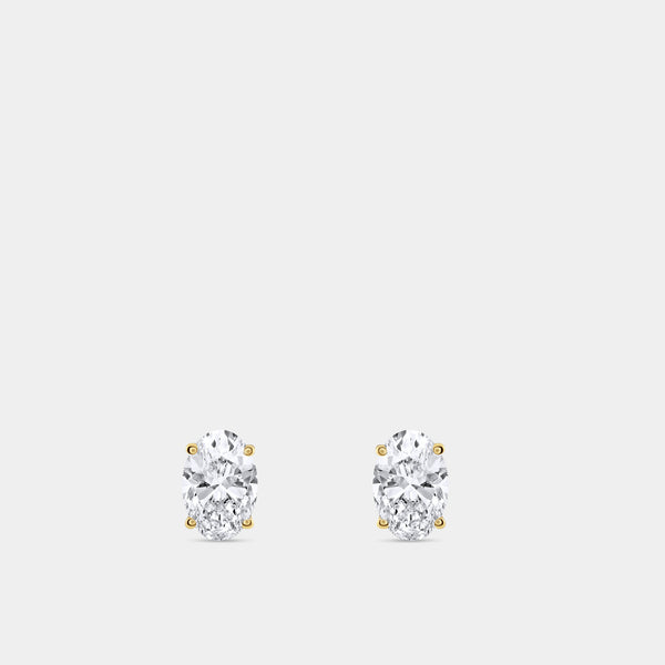 3 Carat Lab-Grown Diamond Oval-Shaped Classic Solitaire Studs — GILDED New York