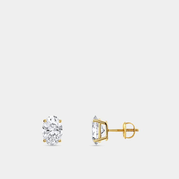 3 Carat Lab-Grown Diamond Oval-Shaped Classic Solitaire Studs — GILDED New York