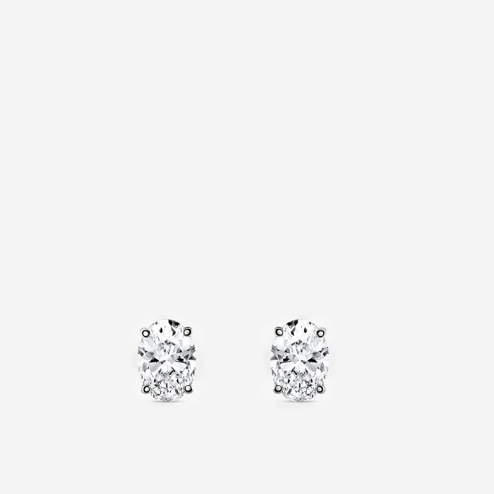 Gilded 4 Carat Lab-Grown Diamond Oval-Shaped Classic Solitaire Studs