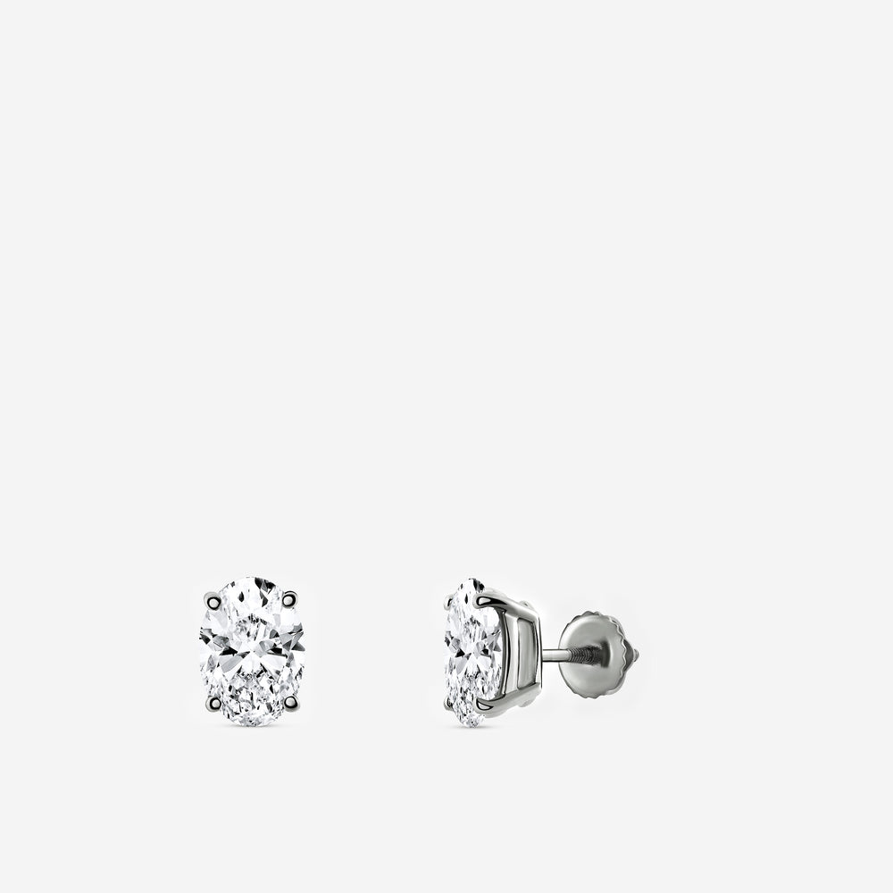 Gilded 4 Carat Lab-Grown Diamond Oval-Shaped Classic Solitaire Studs