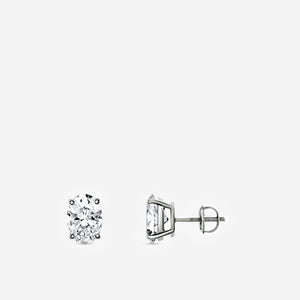 Gilded 4 Carat Lab-Grown Diamond Oval-Shaped Classic Solitaire Studs