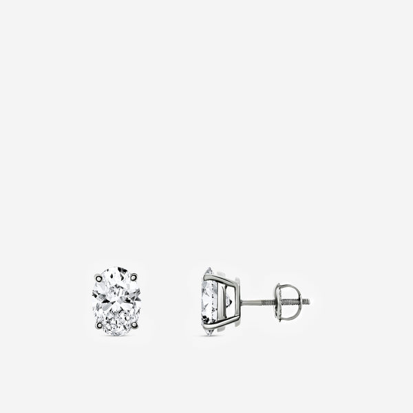 4 Carat Lab-Grown Diamond Oval-Shaped Classic Solitaire Studs — GILDED New York