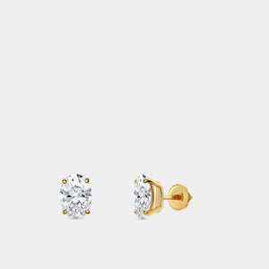 Gilded 4 Carat Lab-Grown Diamond Oval-Shaped Classic Solitaire Studs