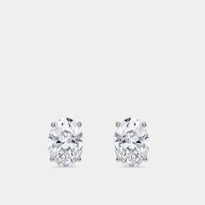 Gilded 6 Carat Lab-Grown Diamond Oval-Shaped Classic Solitaire Studs