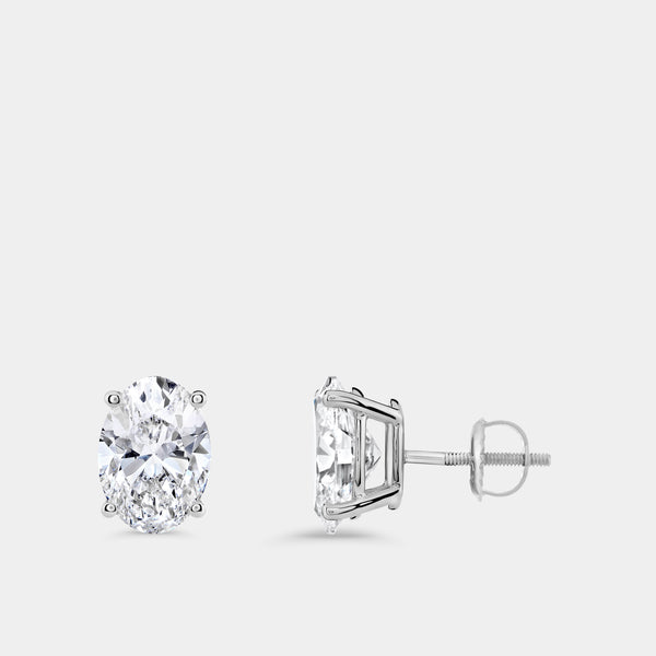6 Carat Lab-Grown Diamond Oval-Shaped Classic Solitaire Studs — GILDED New York
