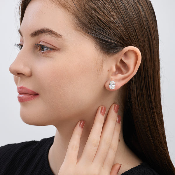 6 Carat Lab-Grown Diamond Oval-Shaped Classic Solitaire Studs — GILDED New York