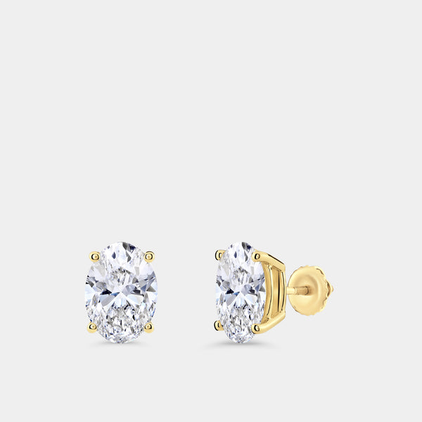 6 Carat Lab-Grown Diamond Oval-Shaped Classic Solitaire Studs — GILDED New York