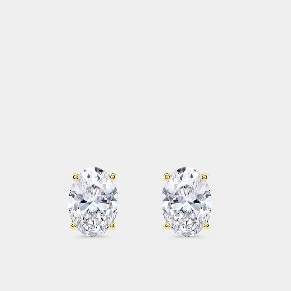6 Carat Lab-Grown Diamond Oval-Shaped Classic Solitaire Studs — GILDED New York