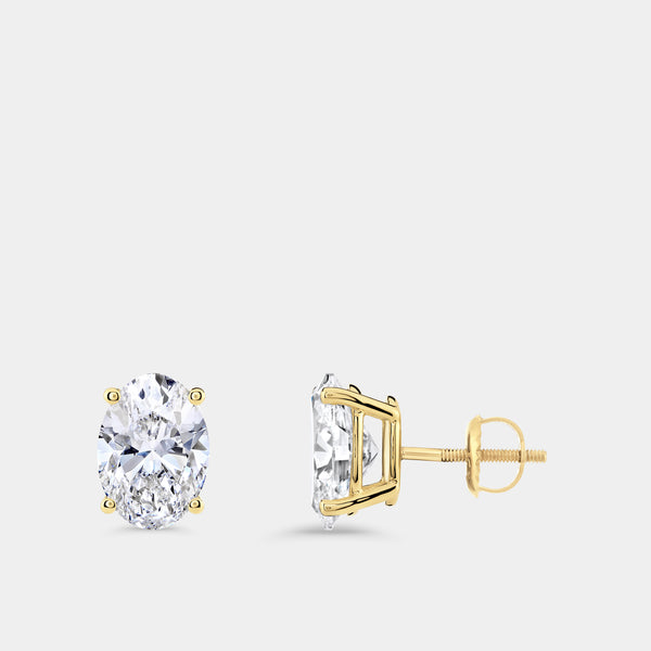 6 Carat Lab-Grown Diamond Oval-Shaped Classic Solitaire Studs — GILDED New York