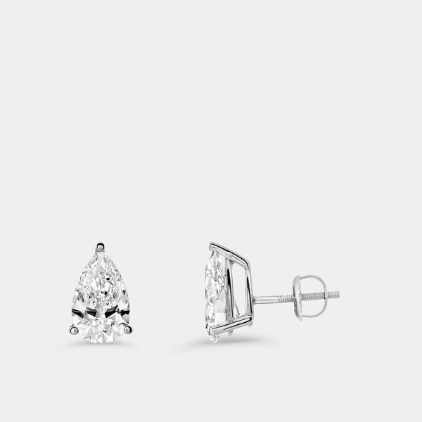 3 Carat Lab-Grown Diamond Pear-Shaped Classic Solitaire Studs — GILDED New York