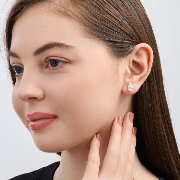 3 Carat Lab-Grown Diamond Pear-Shaped Classic Solitaire Studs — GILDED New York
