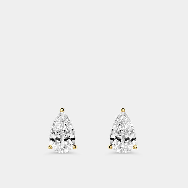 3 Carat Lab-Grown Diamond Pear-Shaped Classic Solitaire Studs — GILDED New York