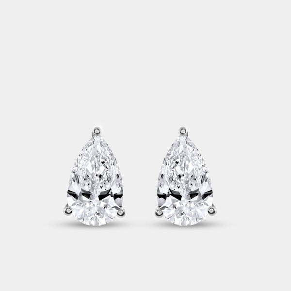4 Carat Lab-Grown Diamond Pear-Shaped Classic Solitaire Studs — GILDED New York