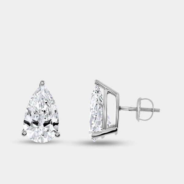 4 Carat Lab-Grown Diamond Pear-Shaped Classic Solitaire Studs — GILDED New York