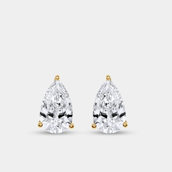 4 Carat Lab-Grown Diamond Pear-Shaped Classic Solitaire Studs — GILDED New York