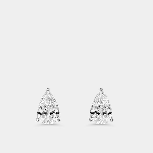 6 Carat Lab-Grown Diamond Pear-Shaped Classic Solitaire Studs — GILDED New York