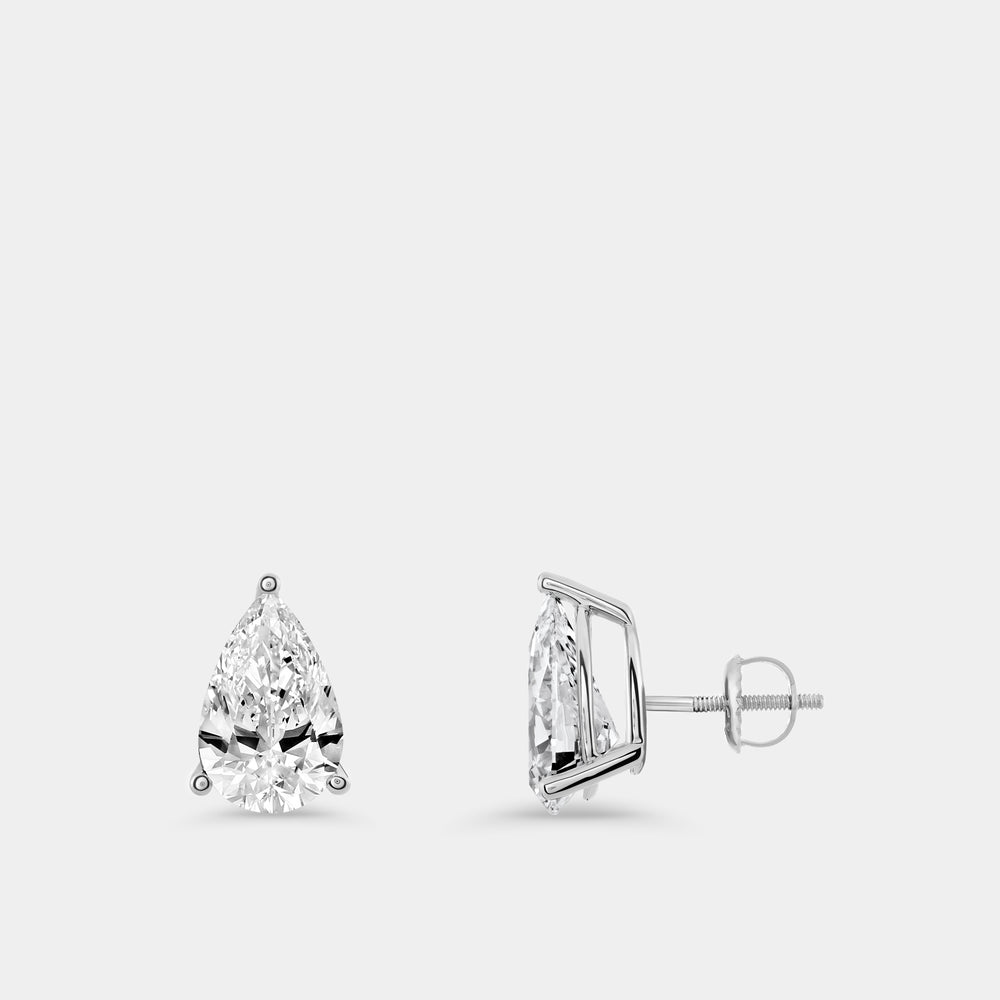 Gilded 6 Carat Lab-Grown Diamond Pear-Shaped Classic Solitaire Studs