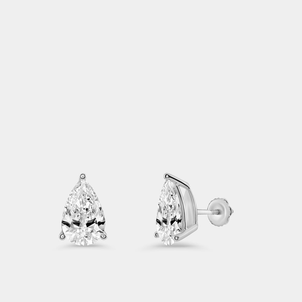 Gilded 6 Carat Lab-Grown Diamond Pear-Shaped Classic Solitaire Studs