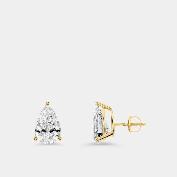 6 Carat Lab-Grown Diamond Pear-Shaped Classic Solitaire Studs — GILDED New York