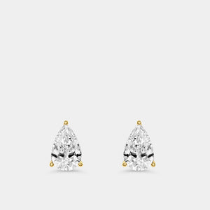 Gilded 6 Carat Lab-Grown Diamond Pear-Shaped Classic Solitaire Studs